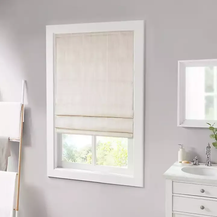 Ivory Basketweave Cordless Roman Shade, 33 in.