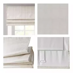 Ivory Basketweave Cordless Roman Shade, 33 in.