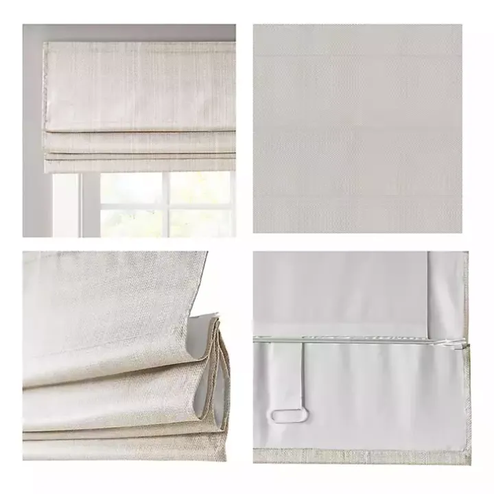 Ivory Basketweave Cordless Roman Shade, 33 in.