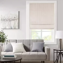 Ivory Basketweave Cordless Roman Shade, 35 in.