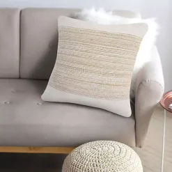 Ivory Border Natural Close Woven Jute Pillow