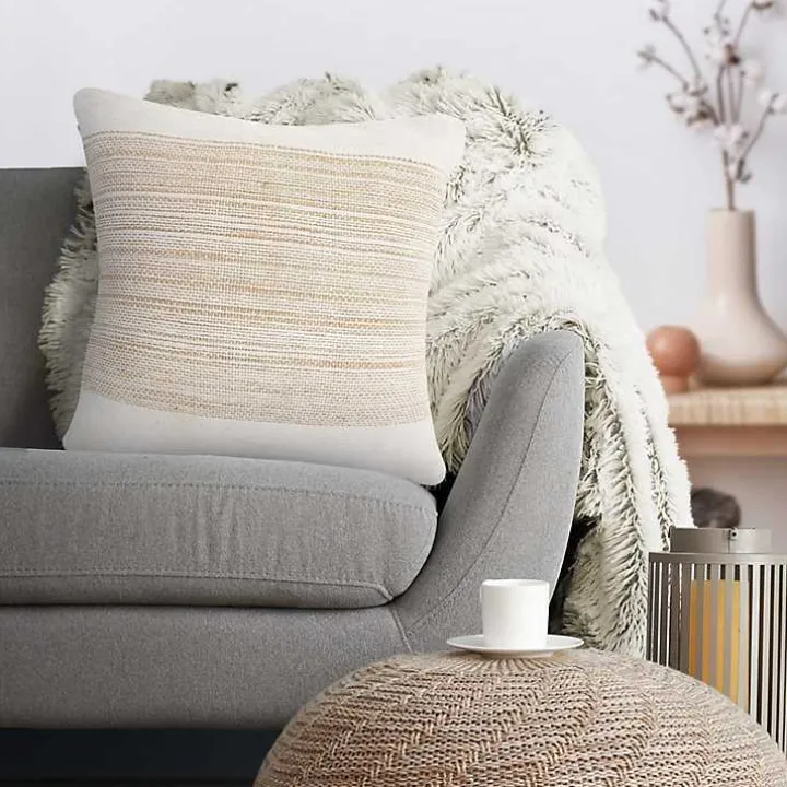 Ivory Border Natural Close Woven Jute Pillow