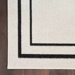 Ivory Bordered Indoor/Outdoor Area Rug, 8x10