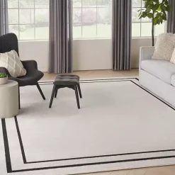 Ivory Bordered Indoor/Outdoor Area Rug, 8x10