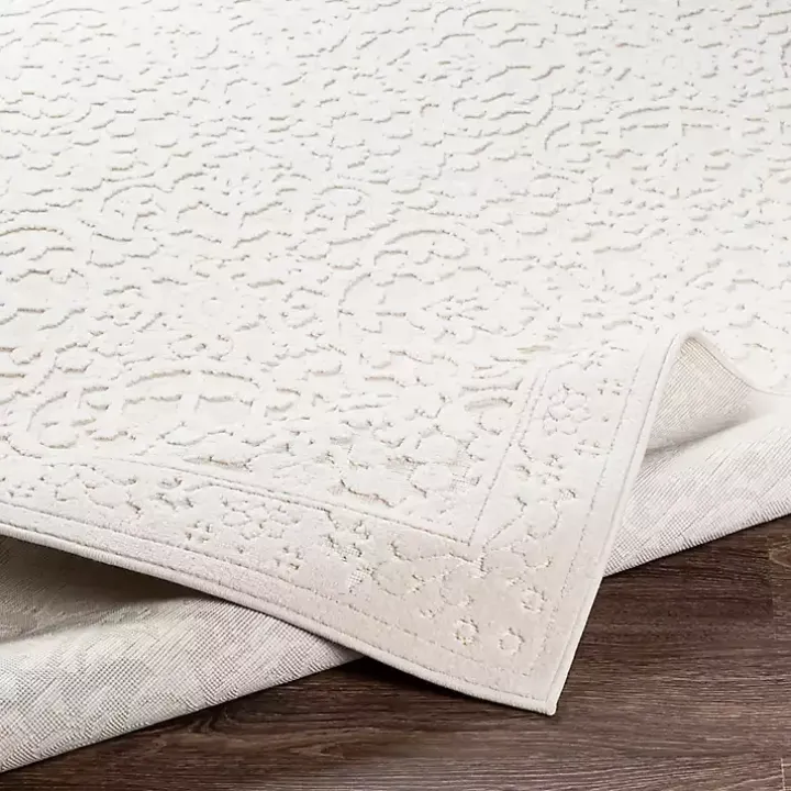 Ivory Botanical Bohemian Area Rug, 8x10