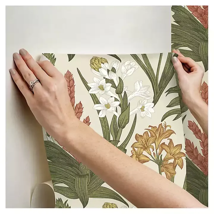 Ivory Botanical Villa Peel & Stick Wallpaper