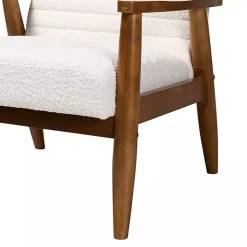 Ivory Boucle & Wood Frame Accent Chair