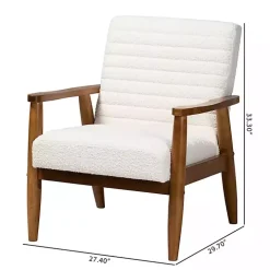 Ivory Boucle & Wood Frame Accent Chair
