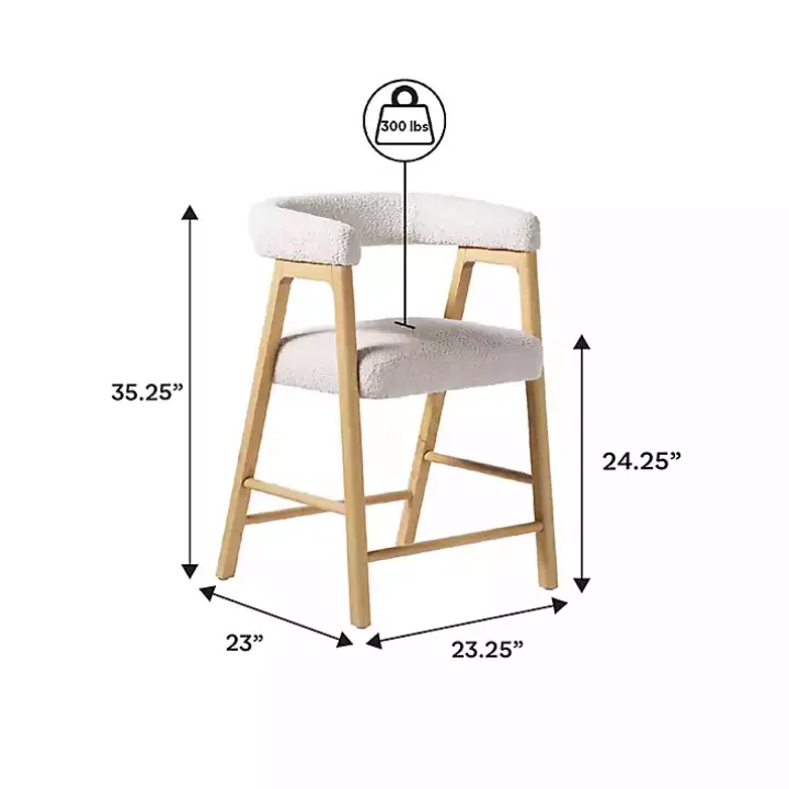 Ivory Boucle Curved Back Ezra Counter Stool