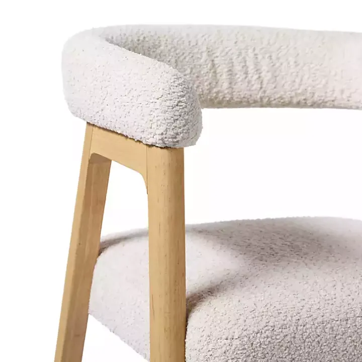 Ivory Boucle Curved Ezra Dining Chairs, Set of 2