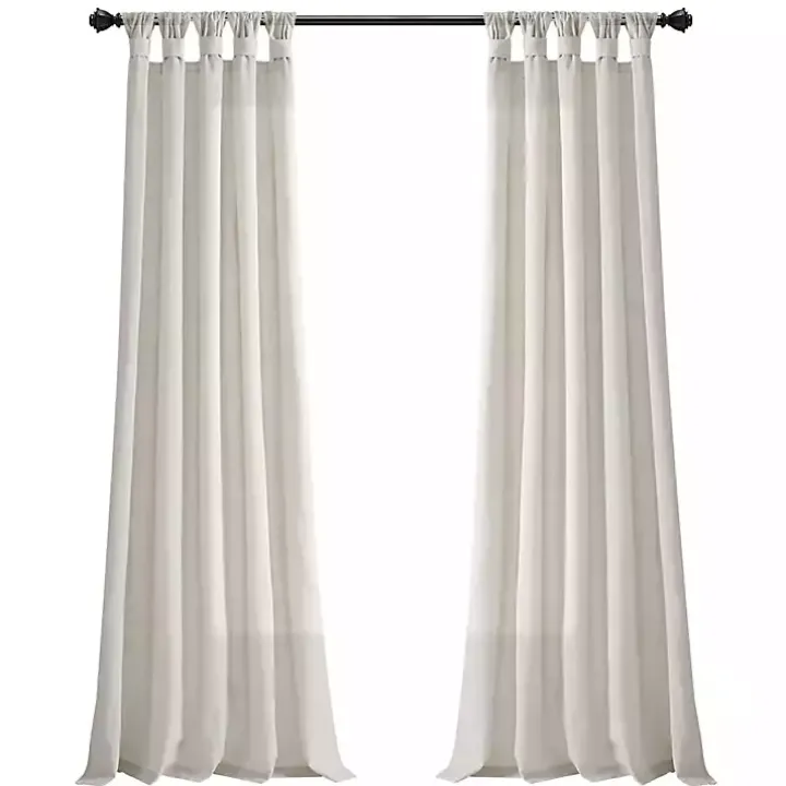 Ivory Burlap Knotted Curtain Panel Set, 108 in.