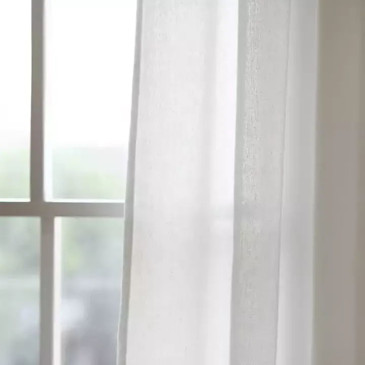 Ivory Burlap Knotted Curtain Panel Set, 108 in.