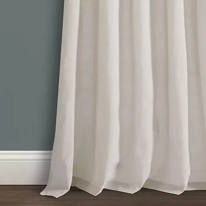 Ivory Burlap Knotted Curtain Panel Set, 120 in.