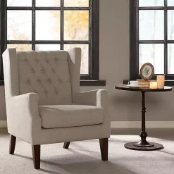 Ivory Button Tufted Accent Chair