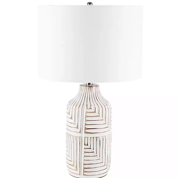 Ivory Carved Wood Dianne Table Lamp