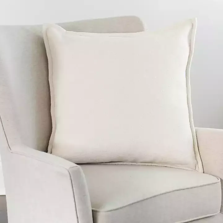 Ivory Chenille Texture Flange Pillow, 22 in.