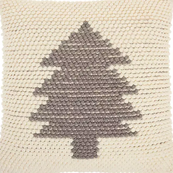 Ivory Christmas Tree Loop Throw Pillow