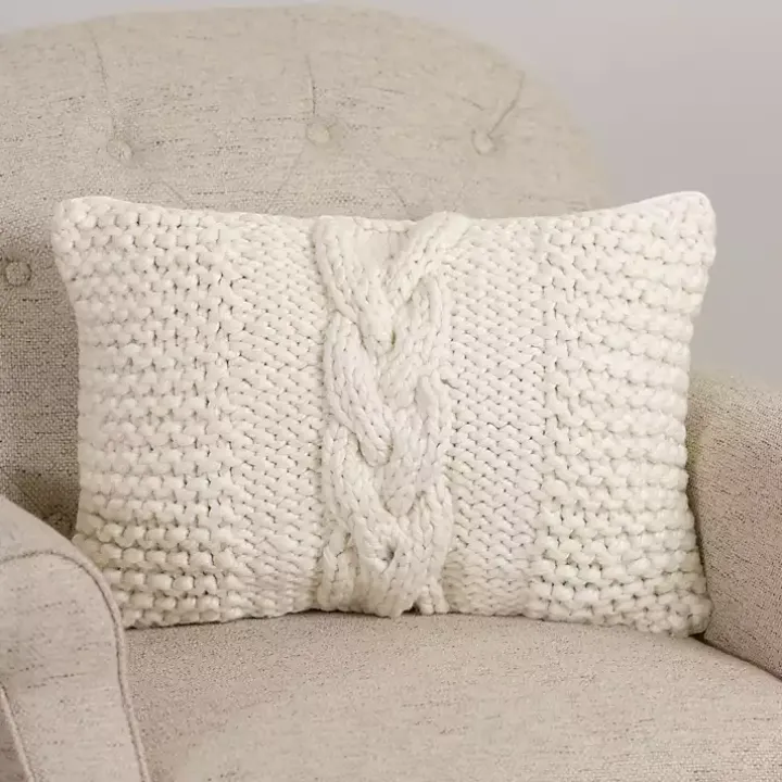 Ivory Chunky Knit Lumbar Pillow