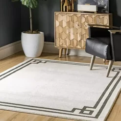Ivory Classic Border Area Rug, 8x10