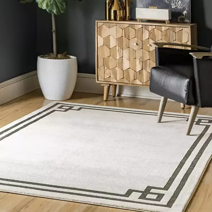 Ivory Classic Border Area Rug, 8x10