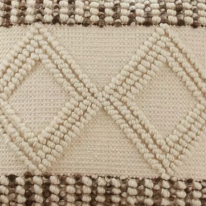 Ivory Diamond Woven Textured Polyester Pillow