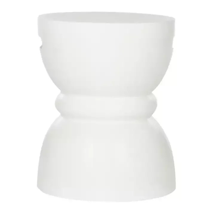 Ivory Drum Accent Table with Handles