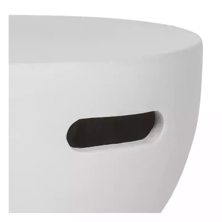 Ivory Drum Accent Table with Handles