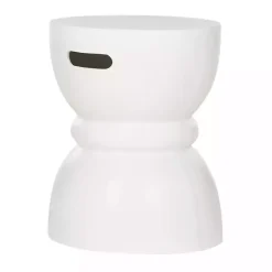 Ivory Drum Accent Table with Handles