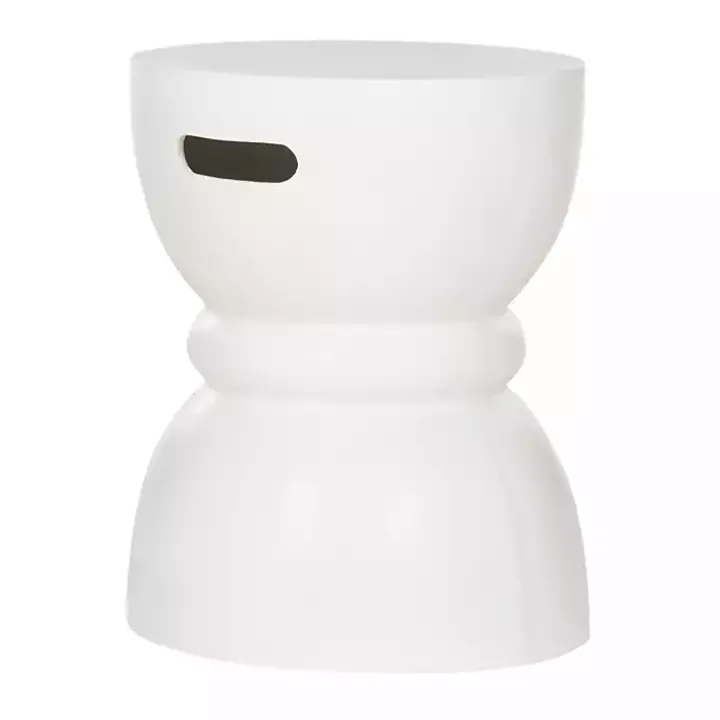 Ivory Drum Accent Table with Handles