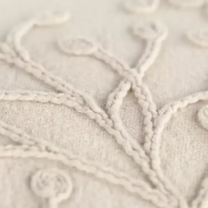 Ivory Embroidered Botanical Pillow