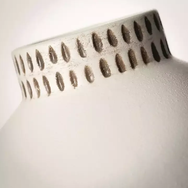 Ivory Etched Ceramic Urn Vase
