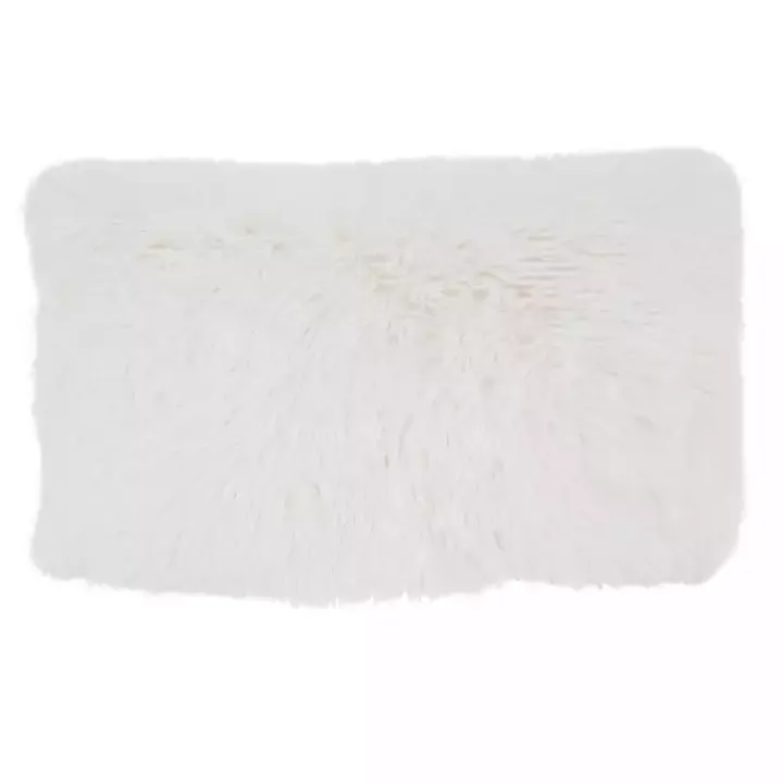 Ivory Faux Fur Fluffy Lumbar Throw Pillow