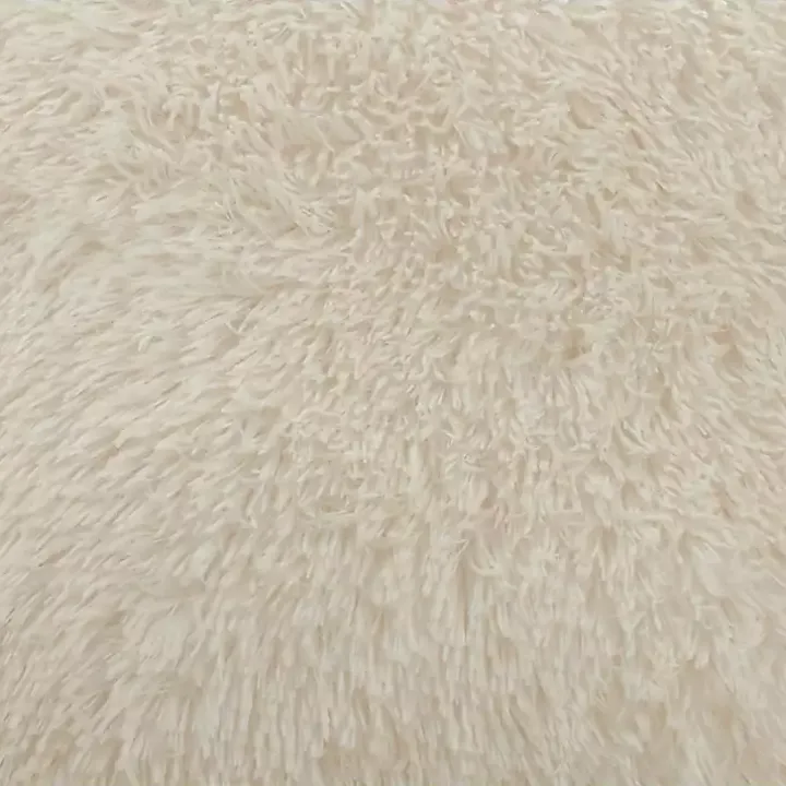 Ivory Faux Fur Fluffy Lumbar Throw Pillow