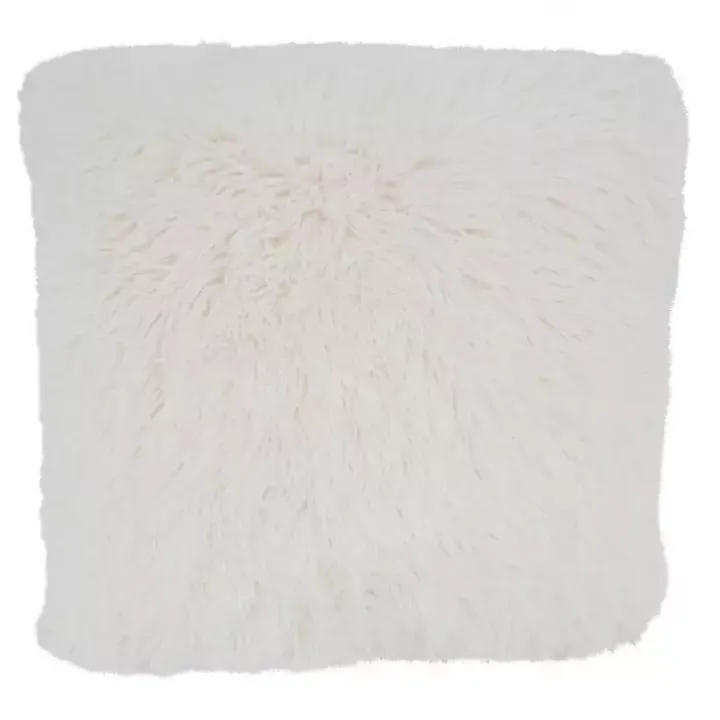 Ivory Faux Fur Throw Pillow