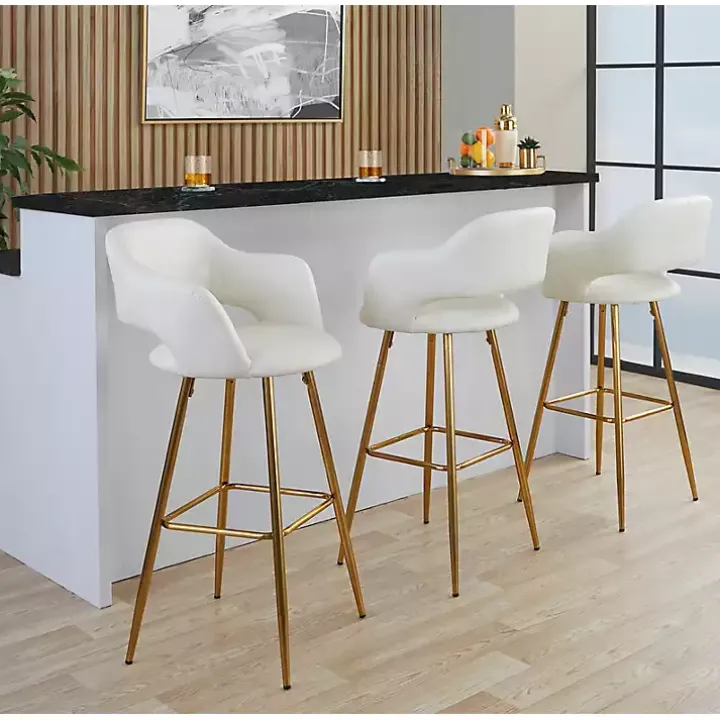 Ivory Faux Leather Marge Bar Stools, Set of 2