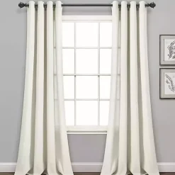 Ivory Faux Linen Curtain Panel Set, 84 in.