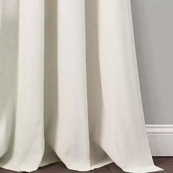 Ivory Faux Linen Curtain Panel Set, 84 in.