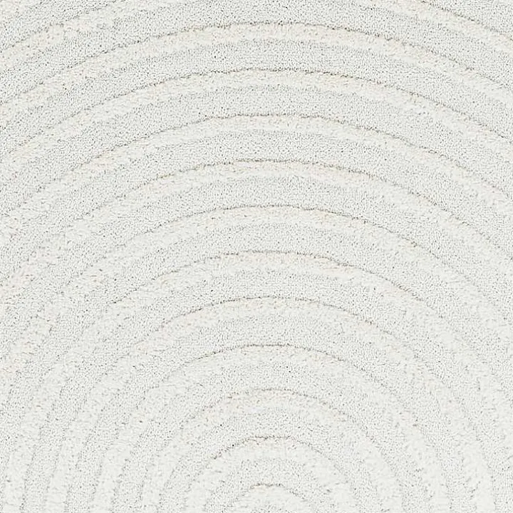 Ivory Geometric Lines Tassel Area Rug, 6x9