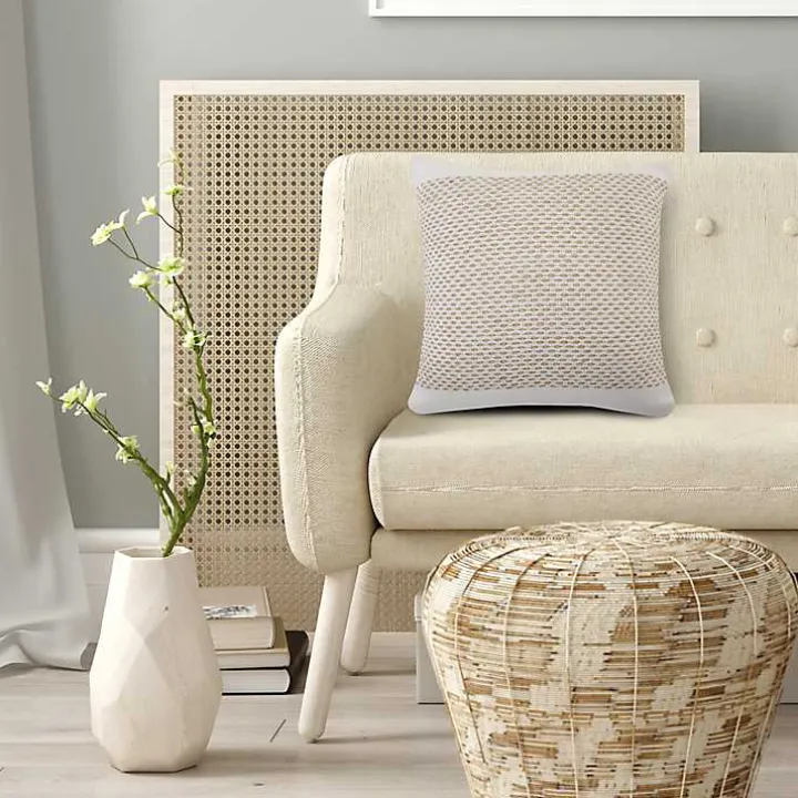 Ivory Interwoven Jute Pillow