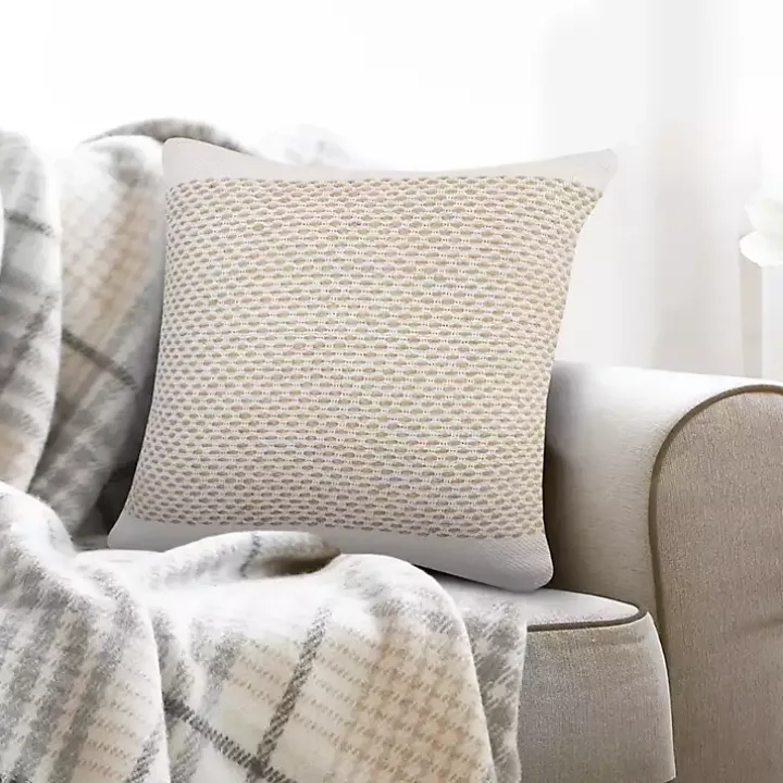 Ivory Interwoven Jute Pillow