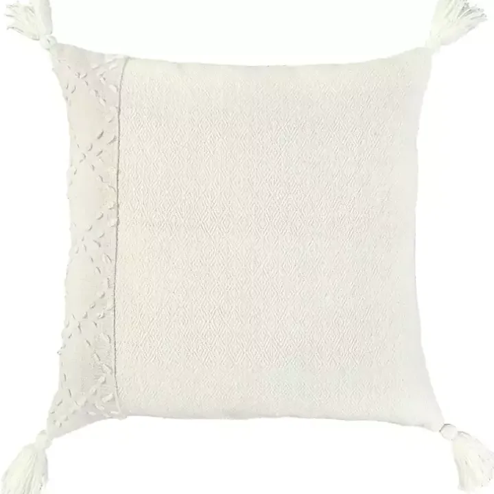 Ivory Kantha Stitch Recycled Throw Pillow