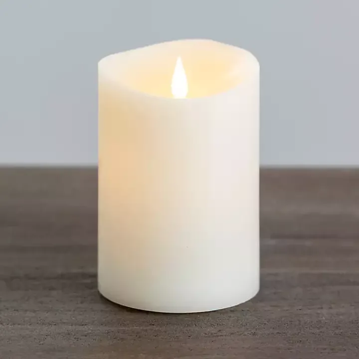 Ivory LED Soft Flame Pillar Candle, 4x6 in.