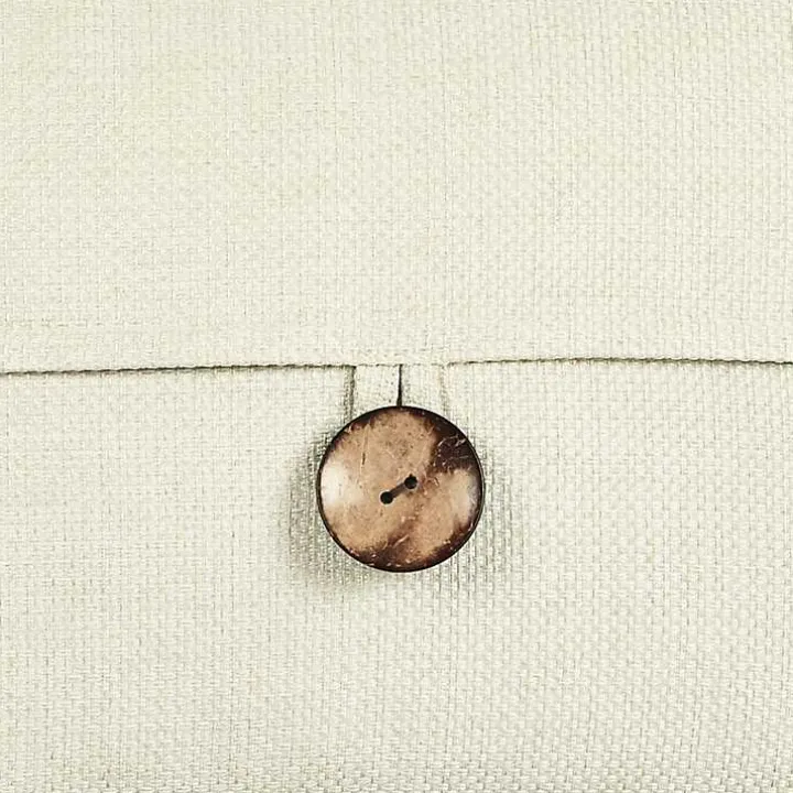 Ivory Linen and Button Lumbar Pillow Cover