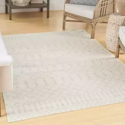 Ivory Moroccan Washable Area Rug, 6x9