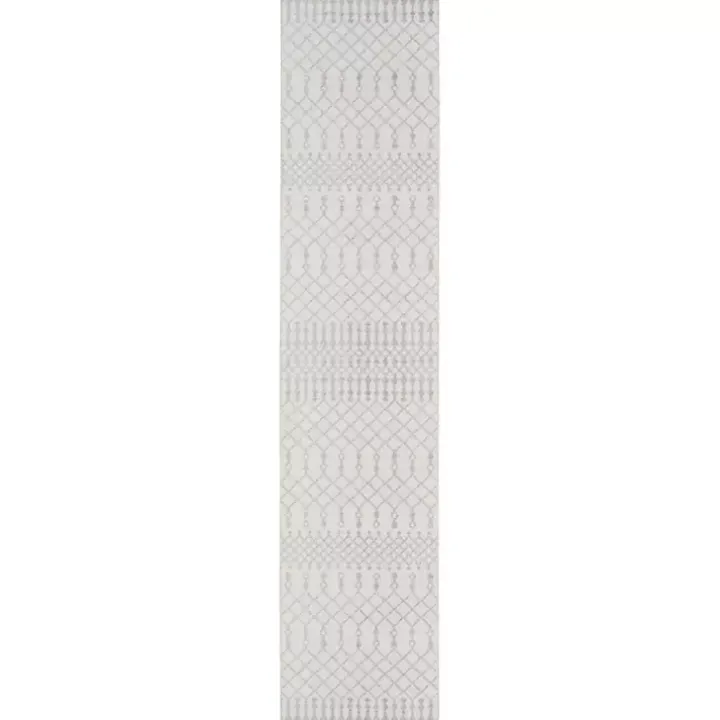 Ivory Moroccan Washable Runner, 2x8