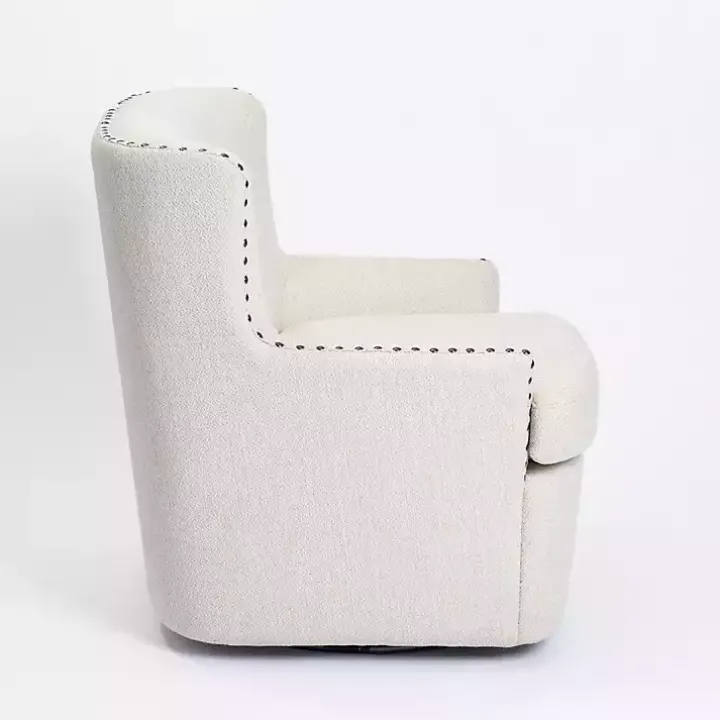 Ivory Nailhead Wingback Swivel Accent Chair