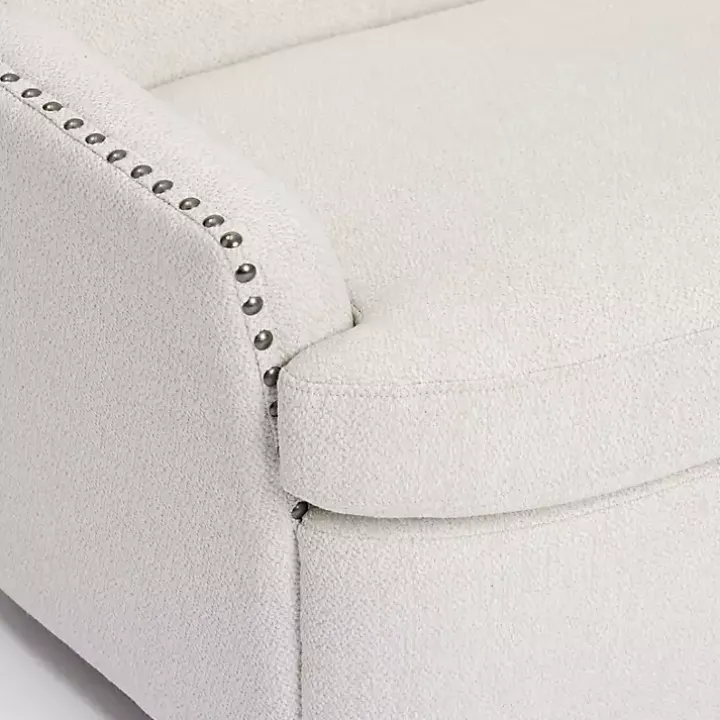 Ivory Nailhead Wingback Swivel Accent Chair