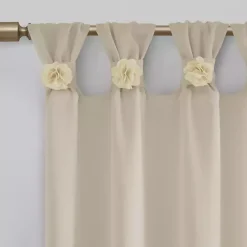 Ivory Rosette Tab Top Curtain Panel, 84 in.