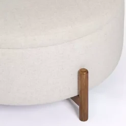 Ivory Round Storage Coffee Table Ottoman