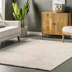 Ivory Shag Washable Area Rug, 8x10
